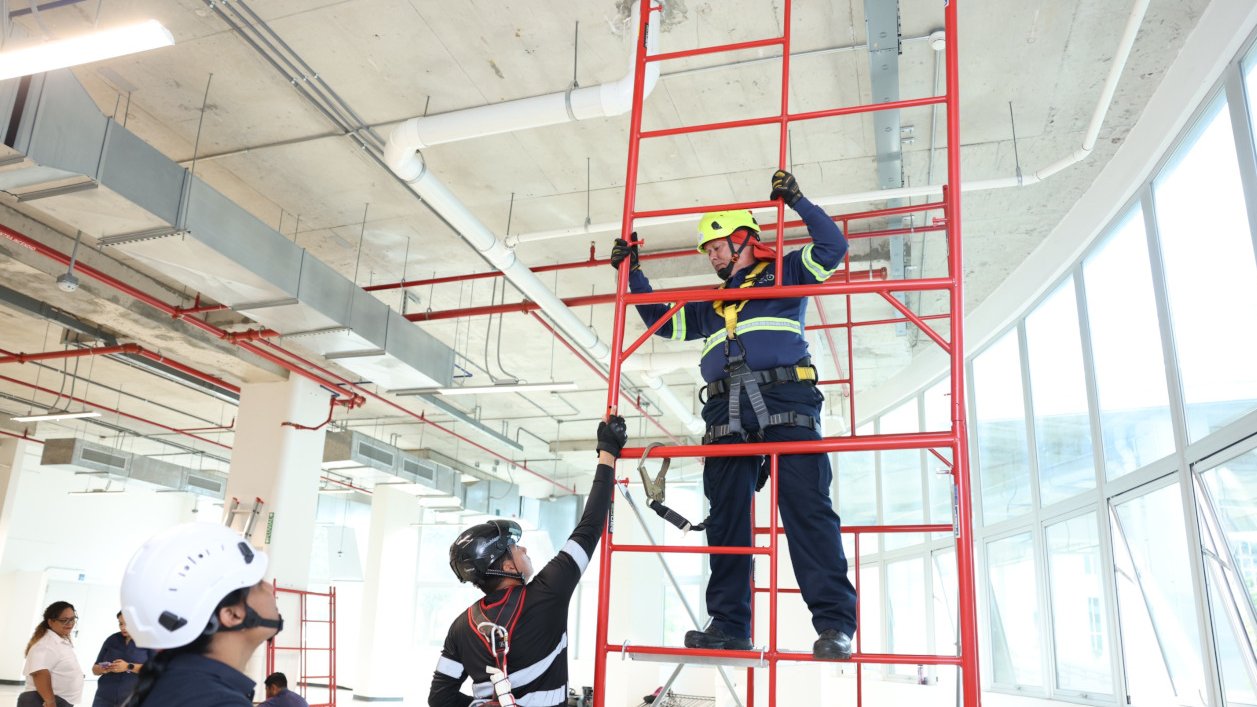 Como parte de su compromiso con una educación práctica, segura y alineada con las demandas del sector productivo, la Escuela de Tecnología Industrial del ITSE, incorporó nuevos suministros e instaló equipos de herramientas, entre ellos andamios de tres cuerpos para simulacros de trabajo en altura, destinados al fortalecimiento de los procesos formativos en esta especialidad. La adquisición de estos equipos permitirá robustecer la formación práctica de los estudiantes en escenarios de riesgo controlado, prom