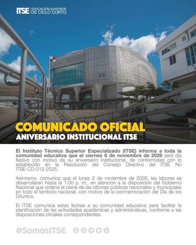 Comunicado Oficial – Aniversario Institucional ITSE